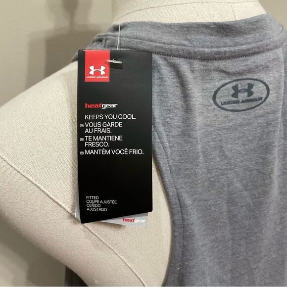 Womens Chicago Bulls Tank Top Grey Sz M New Under Armour Racer Back HeatGear - Picture 4 of 7